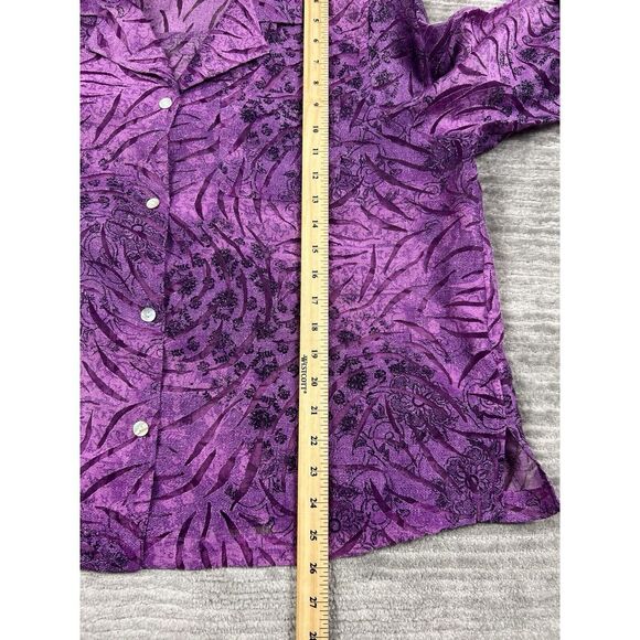 French Laundry Top Womens 1X Purple Semi Sheer Button Up‎ Casual - Picture 5 of 12